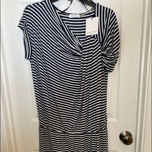 NWT Calvin Klein blue & white dress size extra 12